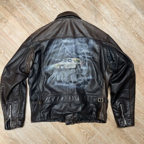Vintage Schott Leather Jacket Hand Painted Punk Rock Van 80s Vintage Schott Leather Jacket Hand Painted Punk Rock Van 80s