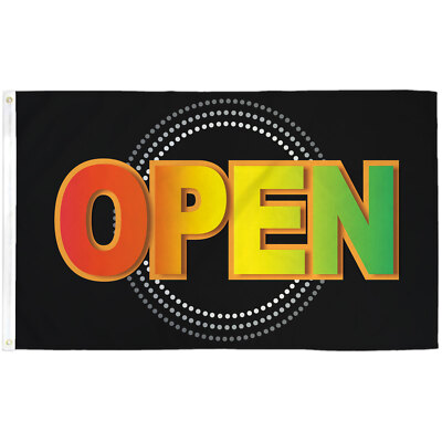 OPEN NEON BLACK BACKGROUND POLY 3' X 5' FLAG