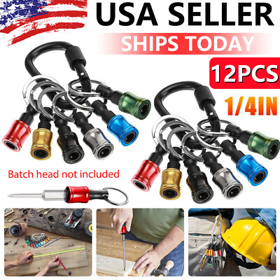 12PCS 1/4'' Hex Shank Quick Release Keychain Screwdriver Drill Bit Holder Bit Set