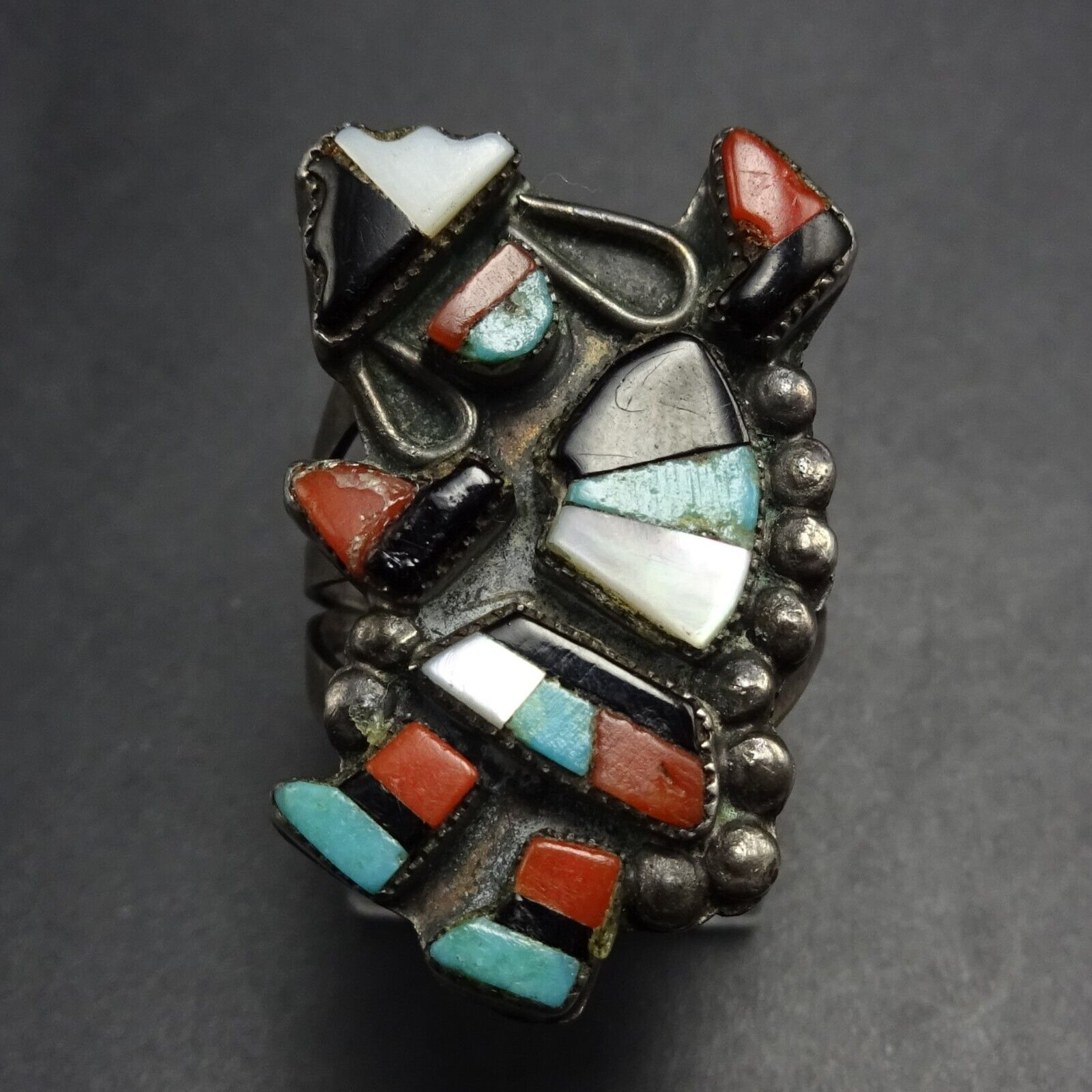 Dancing Rainbow Man Vintage Native American Navajo Turquoise Sterling Silver Bracelet Old Dancing Rainbow Man Vintage Native American Navajo Turquoise Sterling Silver Bracelet Old
