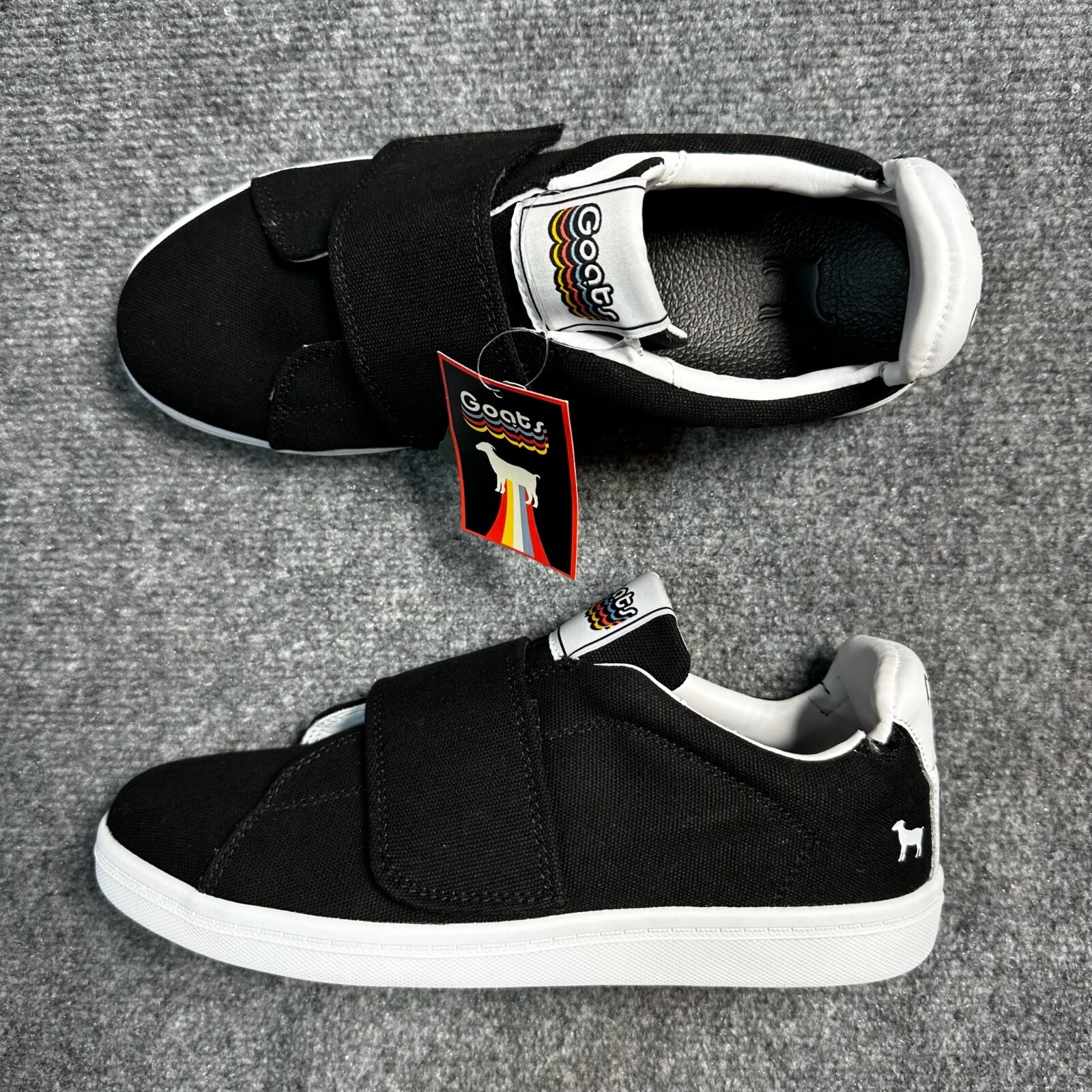 NEW Goats Shoes Womens 8.5 Black Canvas Fabric Strap Walking