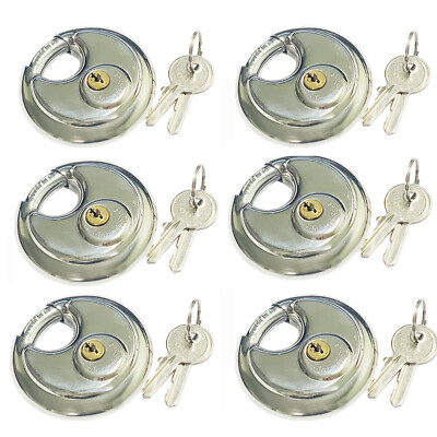 6PCS Disc Padlock Stainless Steel 2-3/4in 70mm Shackle Self Storage Trailer KA