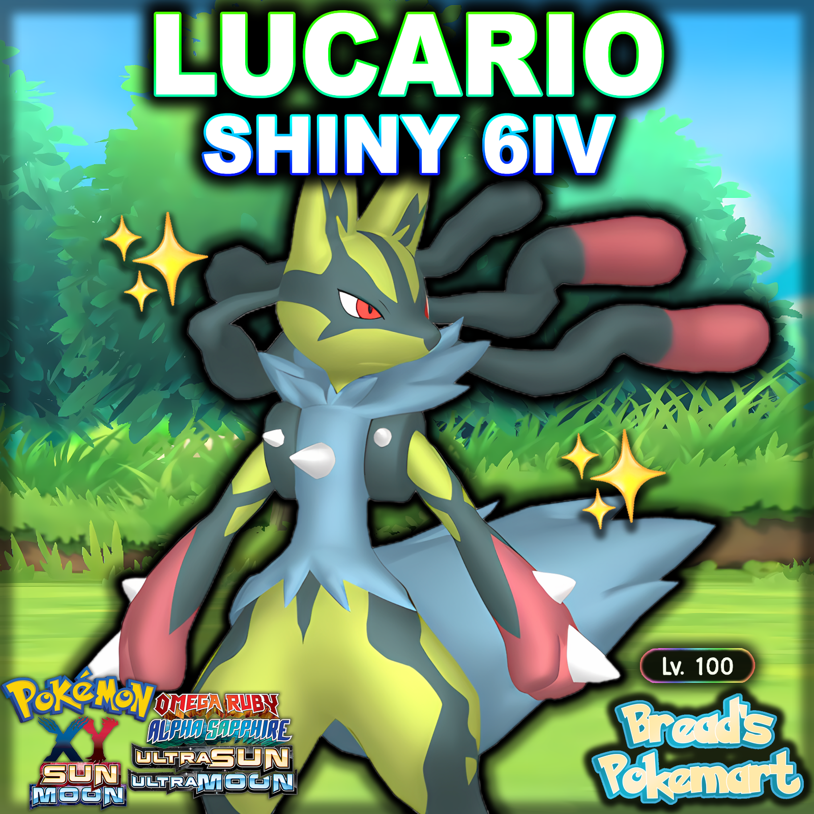 ✨ Shiny LUCARIO 6IV Mega✨ Pokemon XY ORAS Ultra Sun and Moon 3DS 🚀 FAST  +EVs