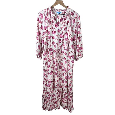 Draper James RSVP Womens XL Floral Cinched Waist Midi Dress NWT