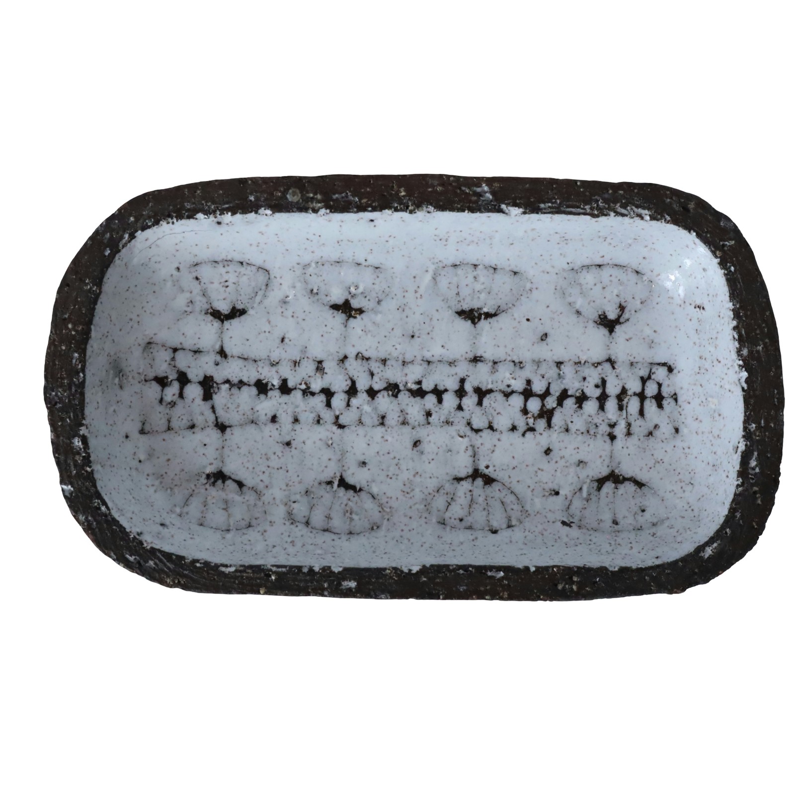 Vintage Norway Stoneware Pottery Trinket Dish Tray Rectangular Speckled Glaze