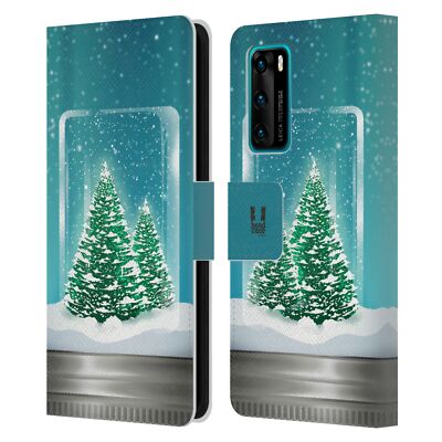 HEAD CASE DESIGNS CHRISTMAS IN JARS LEATHER BOOK WALLET CASE FOR HUAWEI PHONES 4