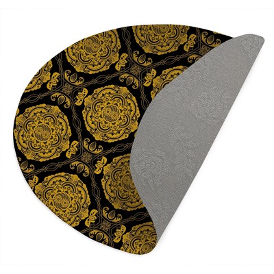 SUMA BLACK & GOLD Outdoor Rug By Kavka Designs Black, Gold 5' Round