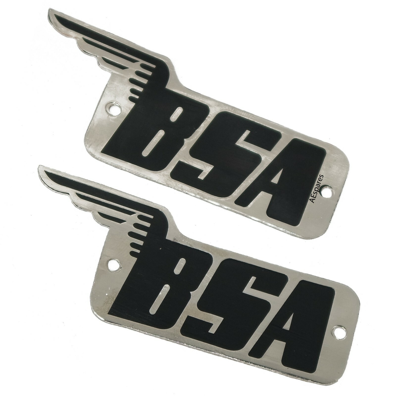 Fuel Tank Logo Badge Set Steel Chrome Black For BSA M20 Motorcycle