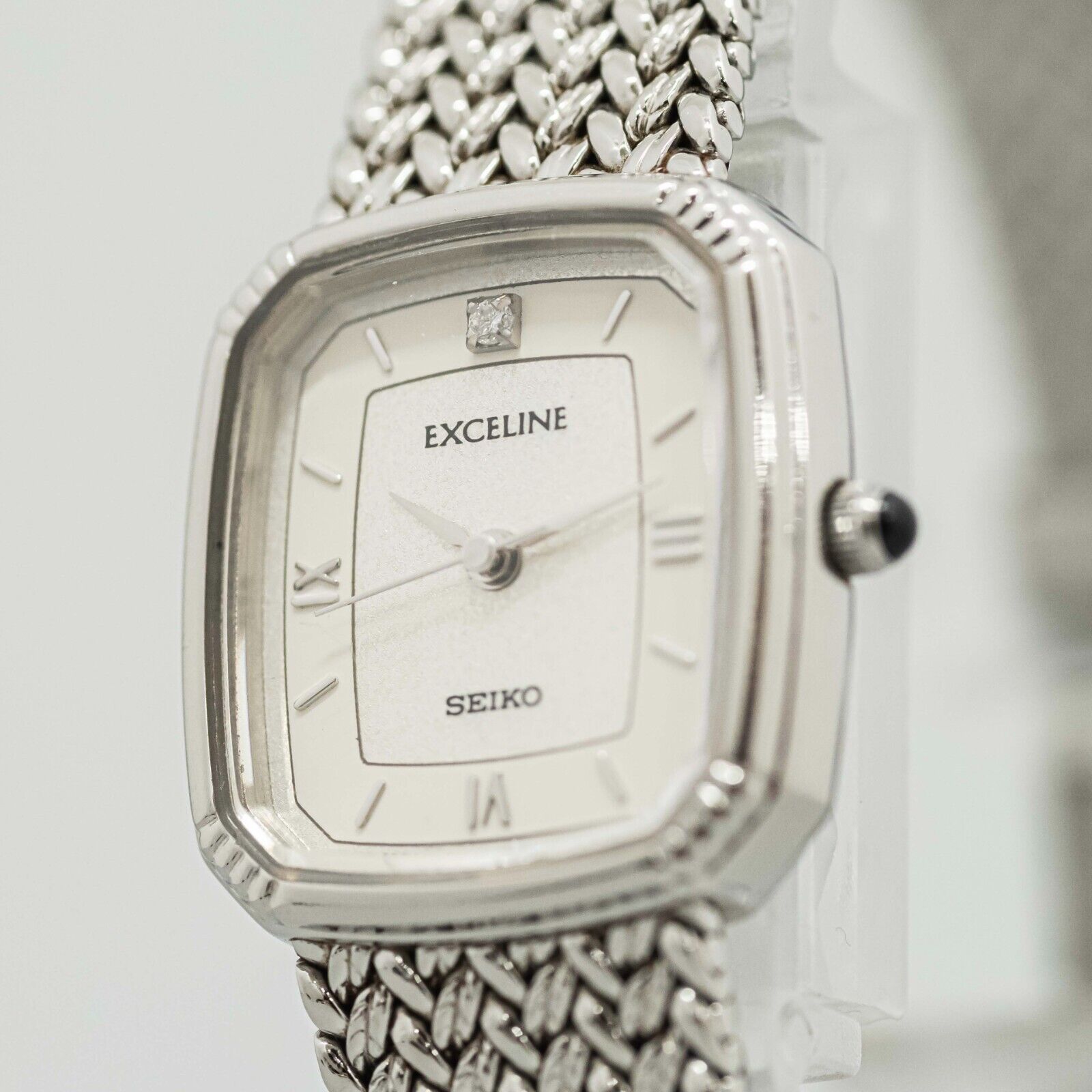NEAR MINT* SEIKO EXCELINE 7321-6600 Quartz Silver 1P Diamond NEAR MINT* SEIKO EXCELINE 7321-6600 Quartz Silver 1P Diamond