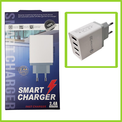 HX Fast Charger Plug 4 USB Port Power Adapter For Mobile Phone EU Plug