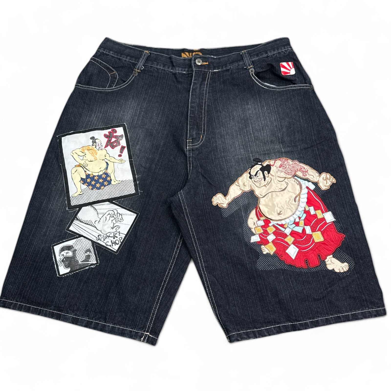 Vintage Y2K No. 83 Samurai Warrior Jean Shorts Jorts Mens Vintage Y2K No. 83 Samurai Warrior Jean Shorts Jorts Mens