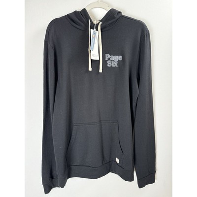 Marine Layer Black Embroidered ''Page Six'' Modal Blend Lightweight Hoodie USA M