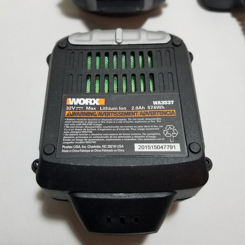Worx WA3740 32-Volt Lithium-Ion Battery Charger + 2 WA3537 Batteries