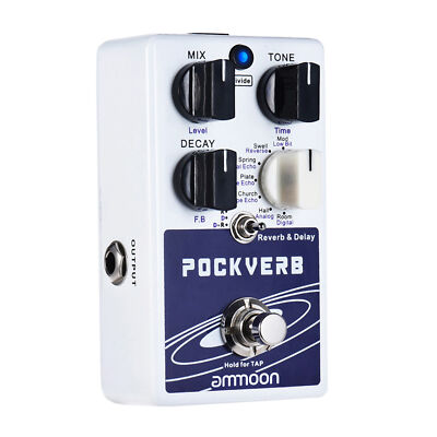 ammoon POCKVERB Reverb & Delay Effect Pedal True Bypass Tap Tempo Function G6T0