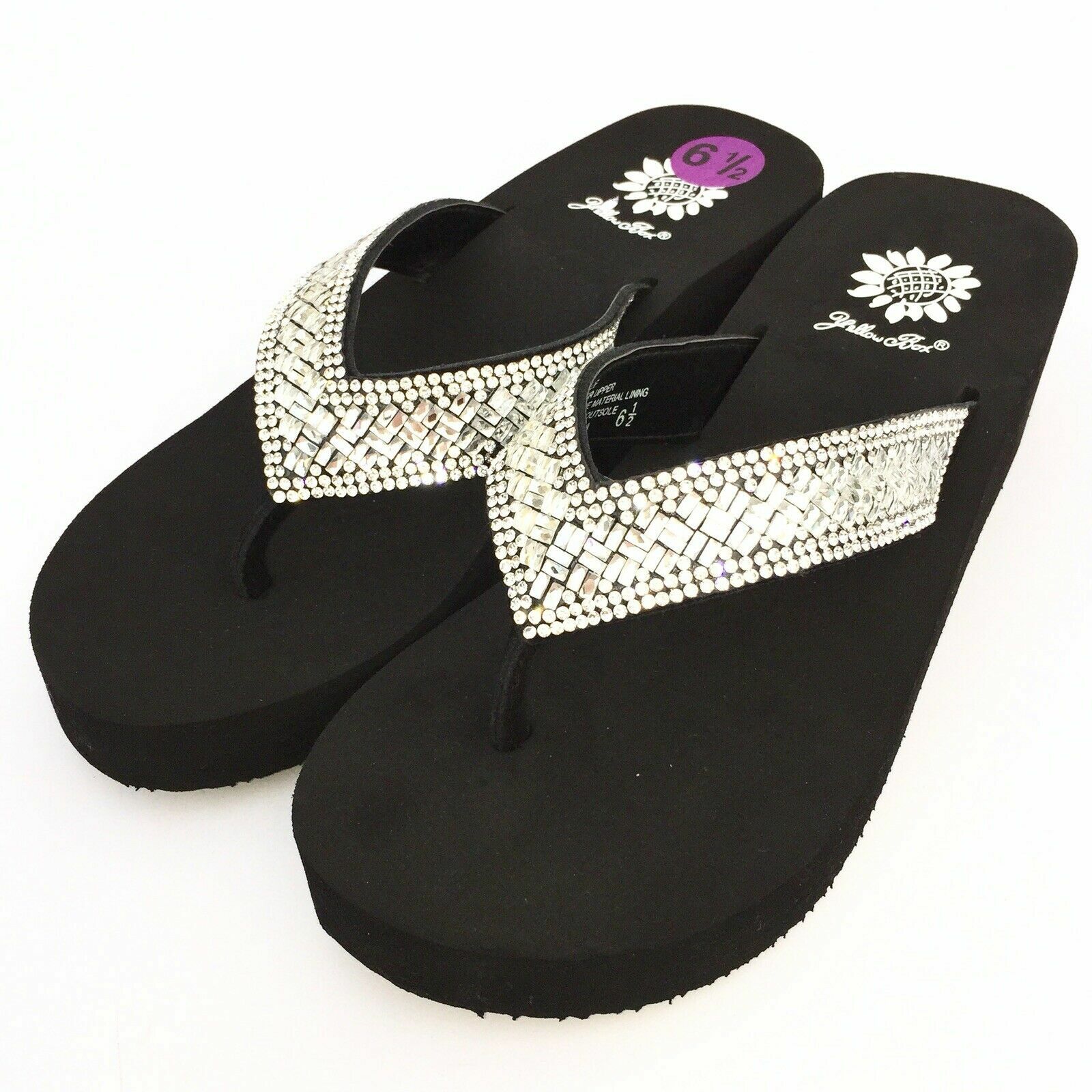 Yellow Box Women's Sydnee Wedge Sandal Sparkle Flip Flops