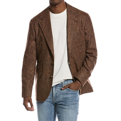 Pre-owned Brunello Cucinelli Men's Brown 3 Button Alpaca Blazer