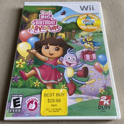 Dora's Big Birthday Adventure (Nintendo Wii, 2010) Explorer Boots Game SEALED +