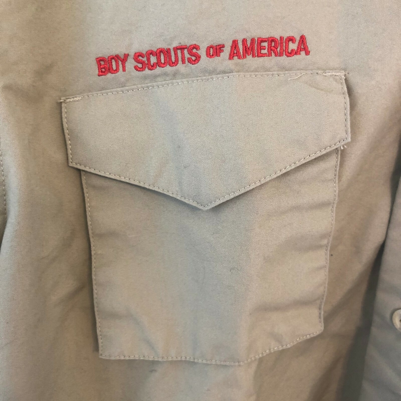 Boy Scouts America Official Mens Large Uniform Shirt Beige w/ Patches Colorado