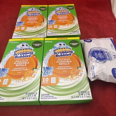 45 Pack Scrubbing Bubbles Citrus Scent Flushable Toilet Pads for Easy Cleaning
