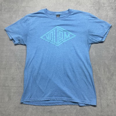 Volcom Graphic Print T Shirt Blue Men's Size Medium Y2K Skate Surf Beach