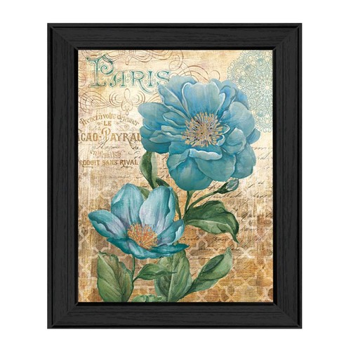 Настенный принт Paris Blue II в черной рамке