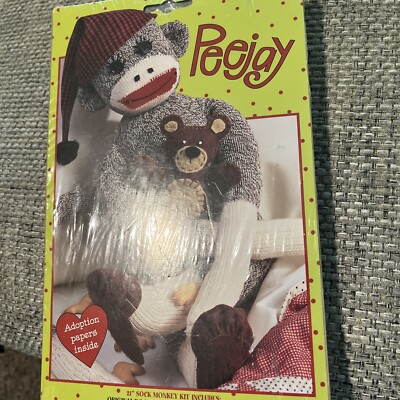Janlynn Peejay 21'' Sock Monkey Kit with Adoption Papers 0465-50 New Craft Kit 8+