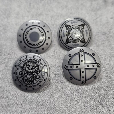 4pack Asian Warrior shields Metallic Gray Blocks Accessories for Minifigs D10RS4