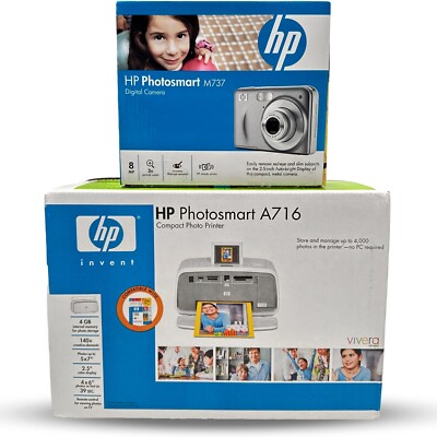 HP Photosmart M737 8.0 MP Digital Camera & A716 Digital Photo Inkjet Printer NIB