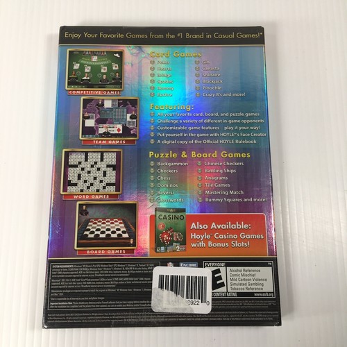 Hoyle Card Puzzle & Board Games (Windows/Mac, 2012) ENCORE DVD Software Disk