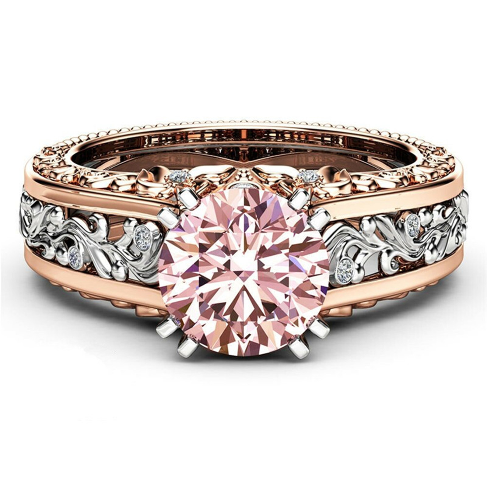Women 18K Rose Gold Filled Crystal Flower Rings Men Rings
