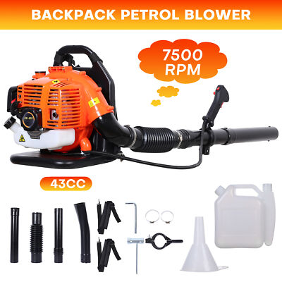 Backpack Leaf Blower Gas Powered Snow Blower 665CFM 280MPH 43CC 2-Stroke 3HP