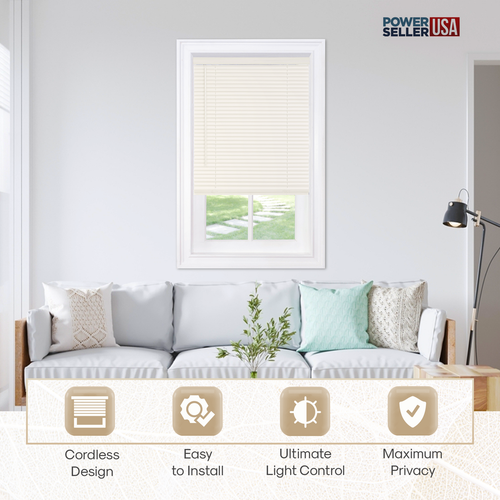 Window Blinds Mini Blind 1" Slat Vinyl Venetian Blinds - Black White Beige Gray