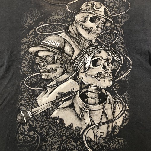 Eazy E Tupac Shakur Notorious BIG Skeletons Graphic 90s Rap