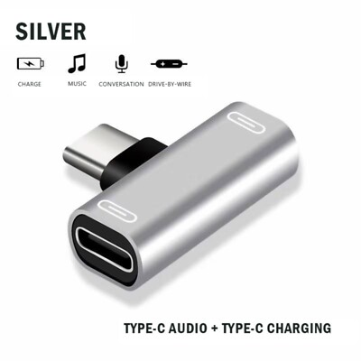 Type-C To Dual Type C Splitter 2 In 1 USB C Audio And PD Charging Adapter