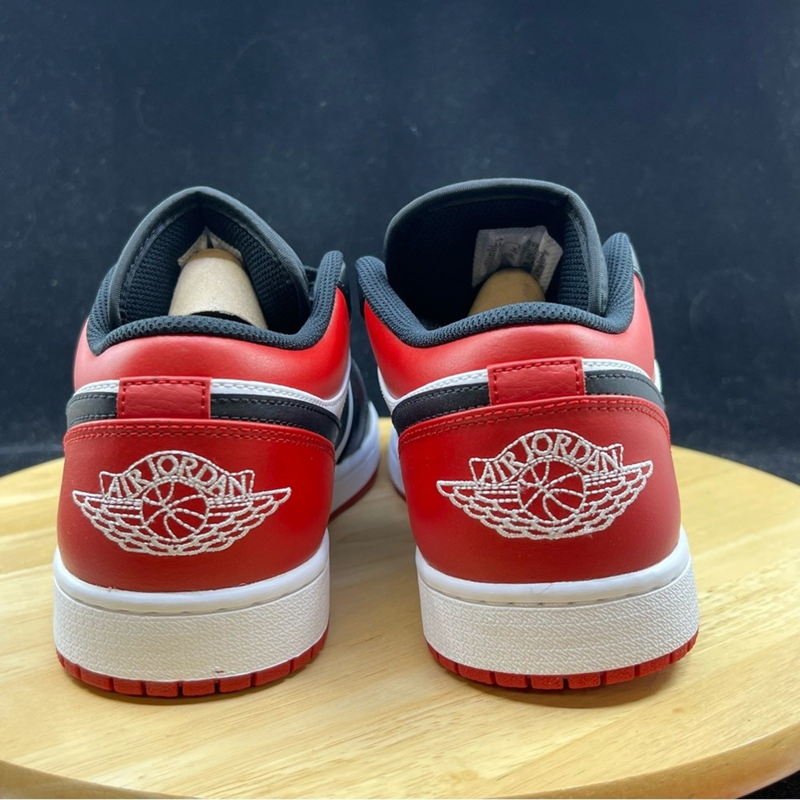 Nike Air Jordan 1 Low Shoes Bred Toe Black Red White 553558-612 Men's NEW Sz 13