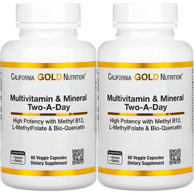 Ежедневные мультивитамины California Gold Nutrition, 60 растительных капсул, 2 упаковки