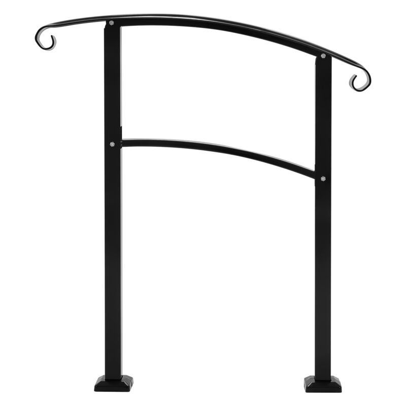 Handrail Picket Stair Rail For 2-3 Step Hand Rail Outdoor Black Adjustable New