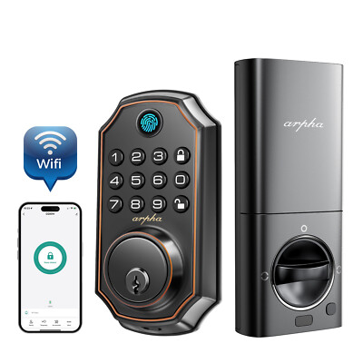 ARPHA WiFi Smart Fingerprint Door Lock APP Control Keyless Deadbolt Biometric