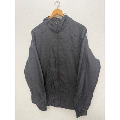 C9 by Champion Mens Packable Windbreaker Jacket Black Hooded Full Zip Large