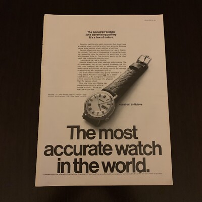 1969 Bulova Accutron Watch Print Ad Original Vintage Most Accurate