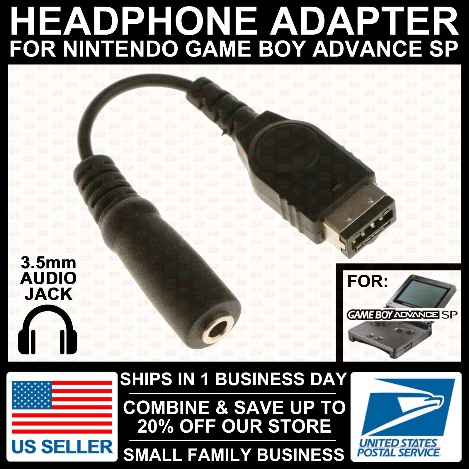 Headphone 3.5mm Jack Adapter Cable Audio Cord Nintendo Game Boy Advance GBA SP