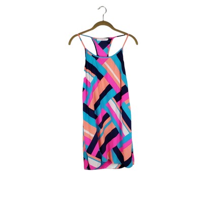 Alice & Trixie Mini Dress Racerback Slip Neon Geometric Silk Womens Size Small 