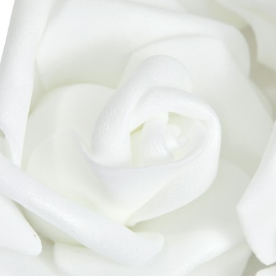 100 Pack White Artificial Flowers, Bulk Stemless Fake Foam Roses, 3 in