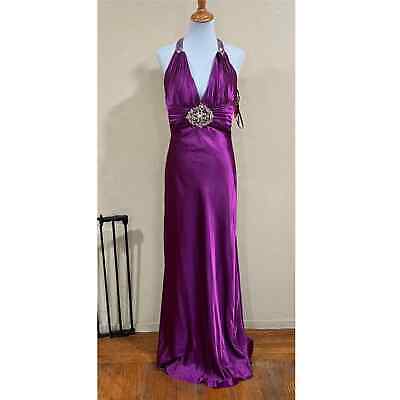 NWT NEW B Dazzle by Alyce Paris 35456 purple satin cutout back jeweled dress