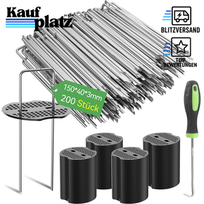 Gartennägel 15cm Ø 3mm 200 Stück Verzinkt mit Dichtungen für Unkrautvlies