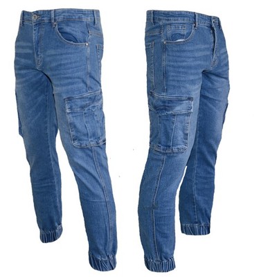 Jeans uomo denim pantaloni cargo tasche laterali multitasche style slim 297