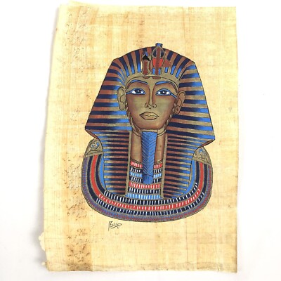 Egyptian Papyrus Paper Hand Inked Art Pharaoh King Portrait Nile River Valley 