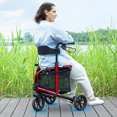 3-Wheel Rolling Walker Folding Rollator Walker 8'' Wheels Seat Lightweight 10.7lb