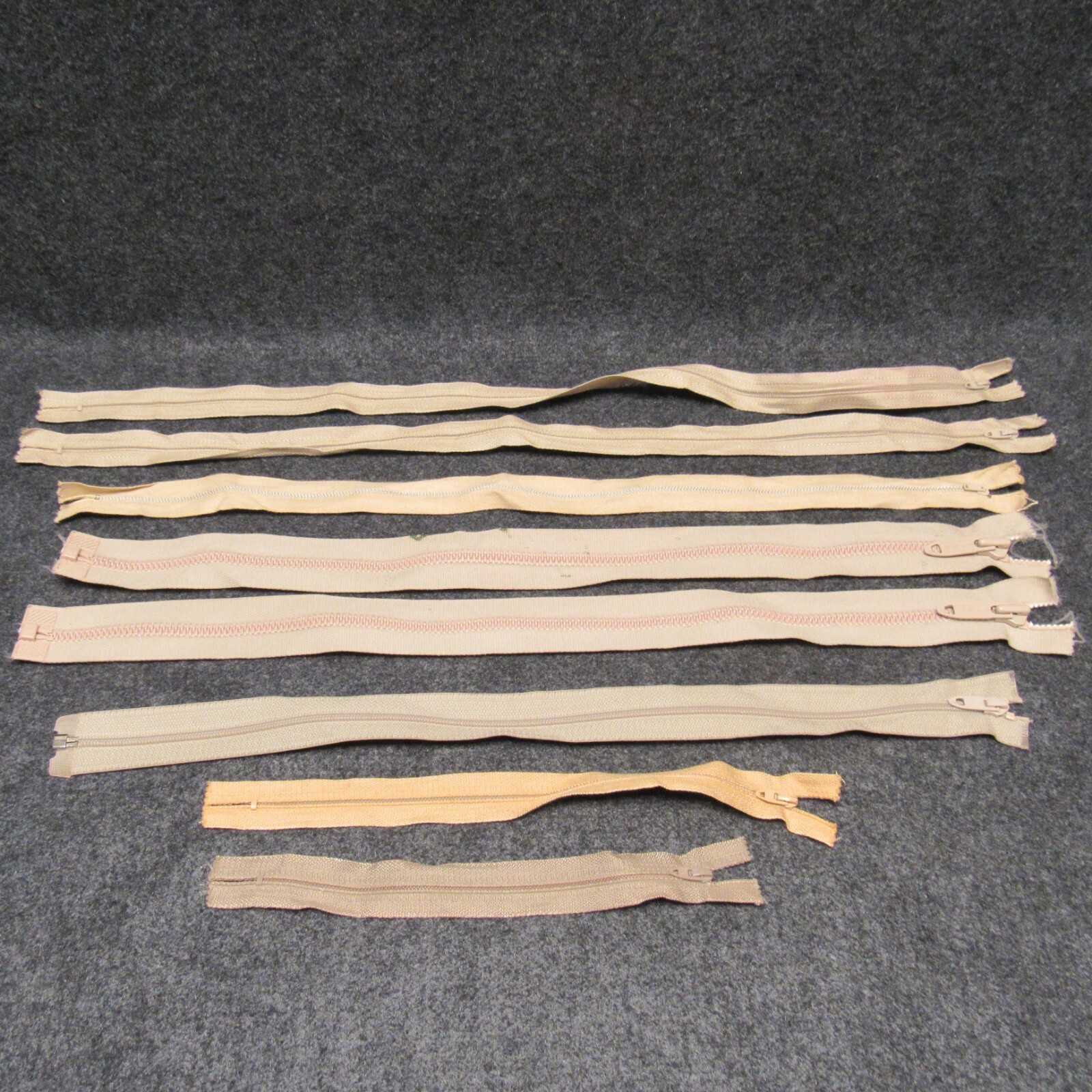 LOT 8 Vintage Talon Neutral Beige Zippers & Cloth Unused NOS