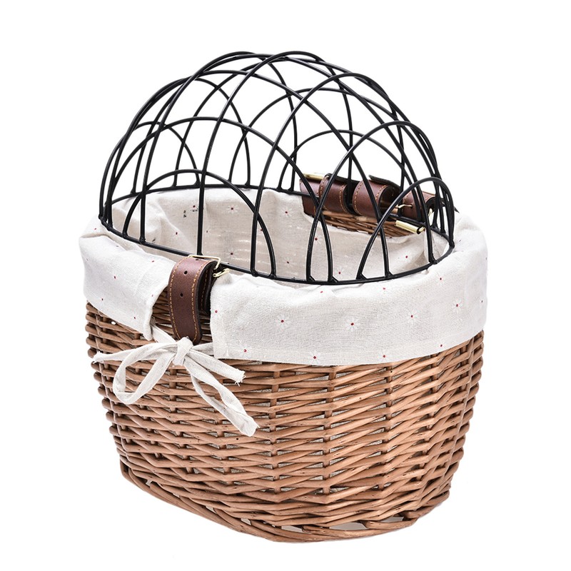 Bike Wicker Pet Basket Bike Basket for Small Dogs/Cats Pet Carrier Detachable
